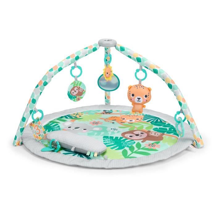 BRIGHT STARTS Tapis déveil bébé au sol évolutif pliable Foret tropicale arche avec jouets sensoriels et musicaux miroir