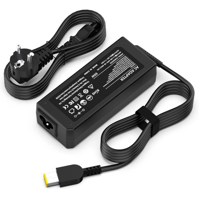 Chargeur 65W USB-C Compatible Lenovo - Pour Ordinateurs Portables ThinkPad, Yoga, Chromebook