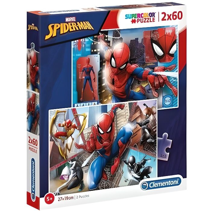 2 Puzzles Enfant 60 Pieces Spiderman - Collection Clementoni Super Heros