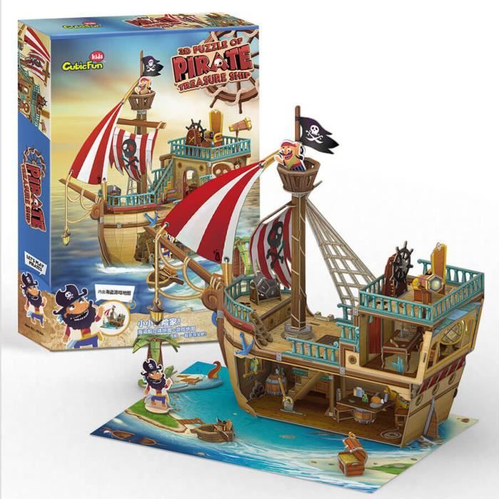 CubicFun Puzzle 3D Bateau Pirate (Pirate Treasure Ship) - 157 pièces 502×167×428 cm CubicFun Puzzle 3D Bateau Pirate (Pirate Treasure Ship) - 157 pièces 502×167×428 cm