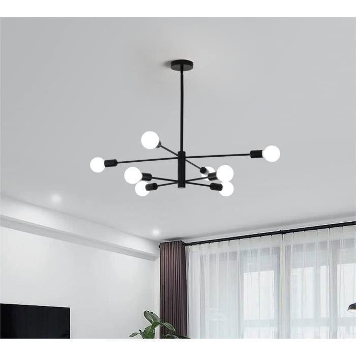Suspension industrielle GANEED - 8 lumières - E27 - noir