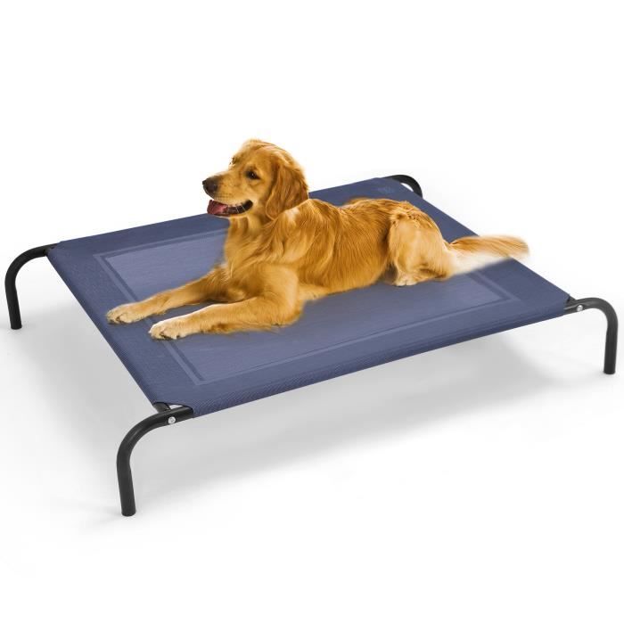 GIANTEX Lit Surélevé et Aéré pour Chien/Chat/Animal Domestique en Textilène avec Cadre en Fer, Taille XL 130x90x20CM, Charge 70 KG