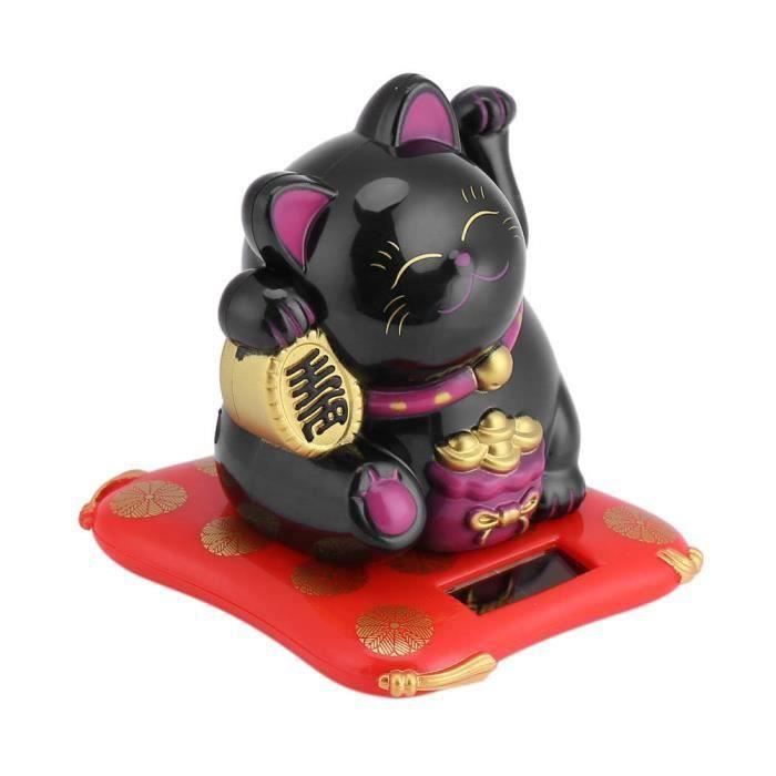Qiilu chat solaire Énergie solaire mignon chat ondulant bonne chance richesse accueillant chats