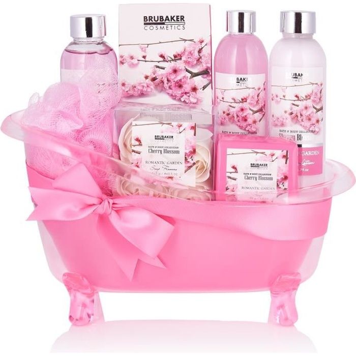 Coffret De Bain BRUBAKER à L'huile De Chanvre - Plateau En Bois - Soin Hydratant Corps - Idée Cadeau Femme