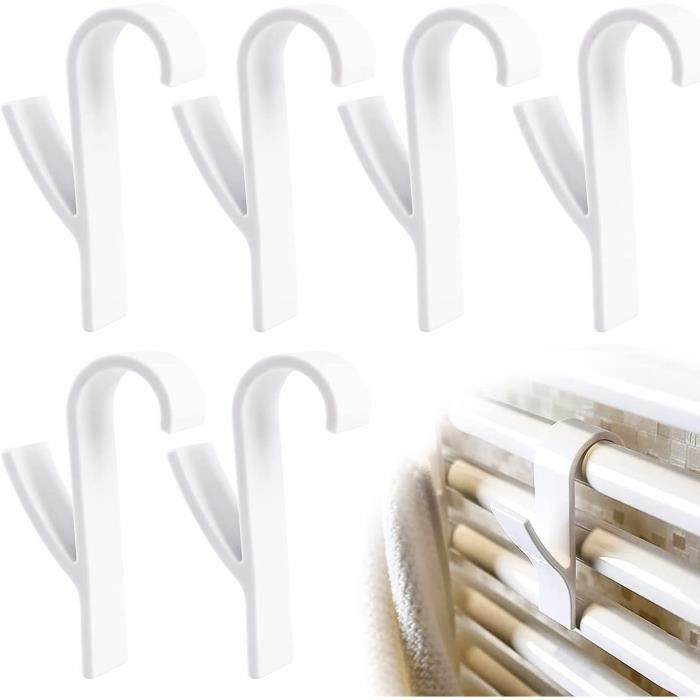 Lot de 6 crochets pour sèche serviette en plastique blanc