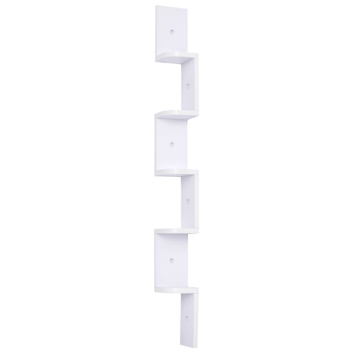 Étagère dangle murale - HOMCOM - à 5 niveaux forme zigzag gain de place - bois - hauteur 120 cm - blanc