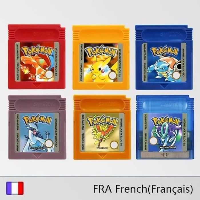 Français GameBoy Pack Pokémon 6 Versions Rouge Jaune Bleu Or Argent Crystal