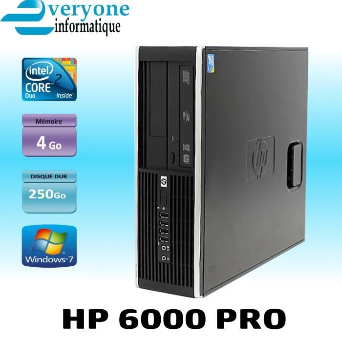 HP 6000 Pro Core 2 Duo E8400 3 0 GHz 4 Go DDR3 DISQUE DUR 250 GO WINDOWS 7 PRO 64 Bits.