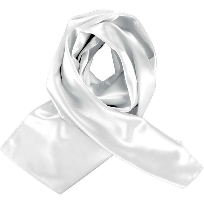 FOULARD SATINÉ (Blanc One Size Femme) Blanc Cdiscount Prêt-à
