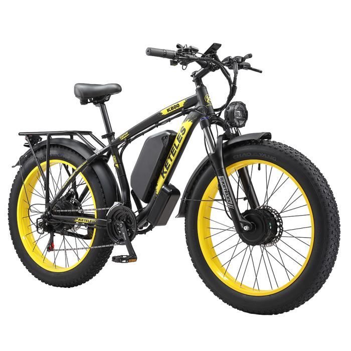 Vélo électrique - KETELES - K800 - Double moteur 2000W - Batterie Samsung 48V 23 Ah - Jaune