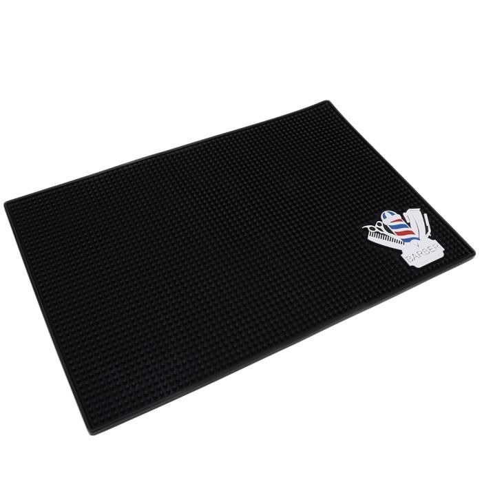 Tapis magnétique de barbier pour tondeuse, organisateur antidérapant à rayures, tapis de poste de travail pour salon de coiffure, outils de salon de beauté (48,3 x 33 cm, noir