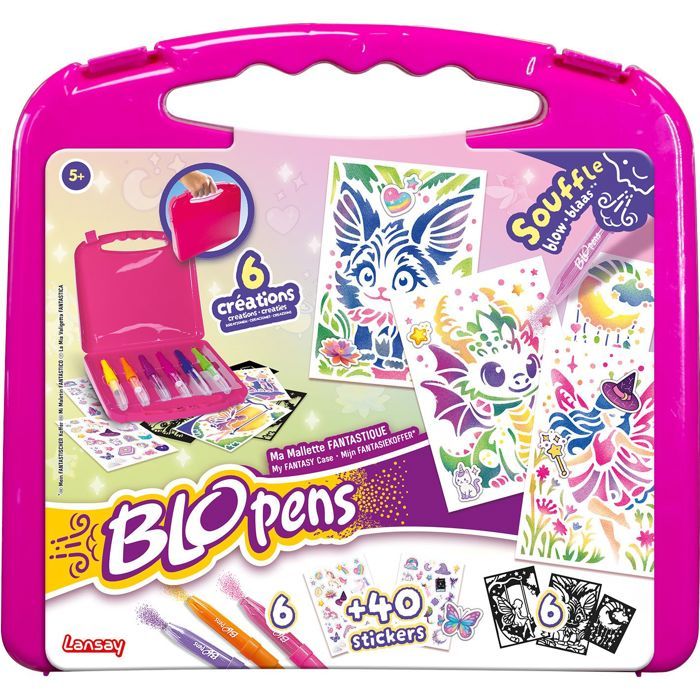 Kit Créatif Lansay Blopens Ma Mallette Fantastique 24132 – 6 Feutres à Souffler + 6 Pochoirs Réutilisables - vue 10