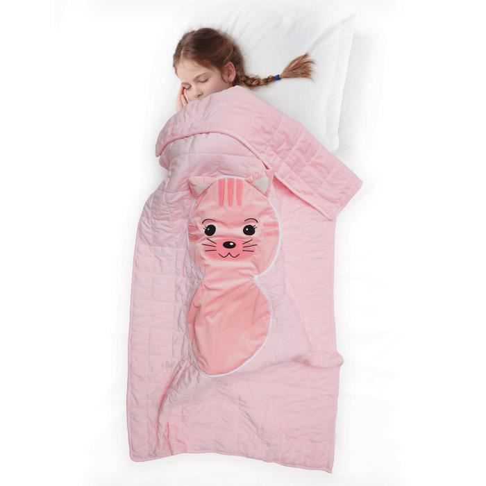 Coussin plaid ANIMAUX - Rose - Chat - 110x150 cm - Polyester