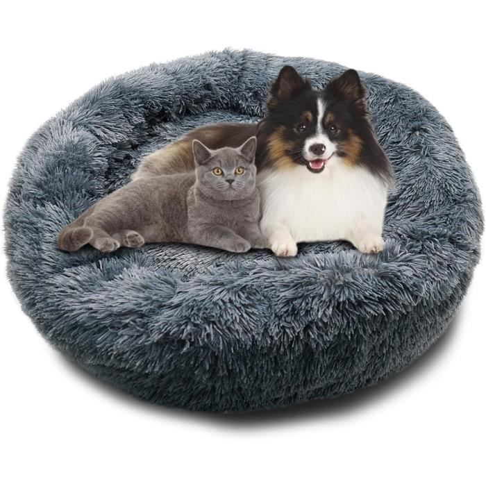Meilleurs prix pour Coussin Chat Panier Rond pour Chien Chat Moelleux, Coussin Apaisant , Panier Donut Rond et Peluche Lavable(60cm Gris Foncé)