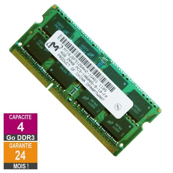 Vente Memoire PC Barrette Mémoire 4Go RAM DDR3 Micron MT16JSF51264HZ-1G4D1 SO-DIMM PC3-10600 1333MHz 2Rx8 pas cher Vente Memoire PC Barrette Mémoire 4Go RAM DDR3 Micron MT16JSF51264HZ-1G4D1 SO-DIMM PC3-10600 1333MHz 2Rx8 pas cher