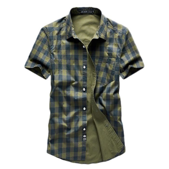 Chemise Homme Misfuso à Carreaux Manches Courtes - Décontractée Sans Repassage