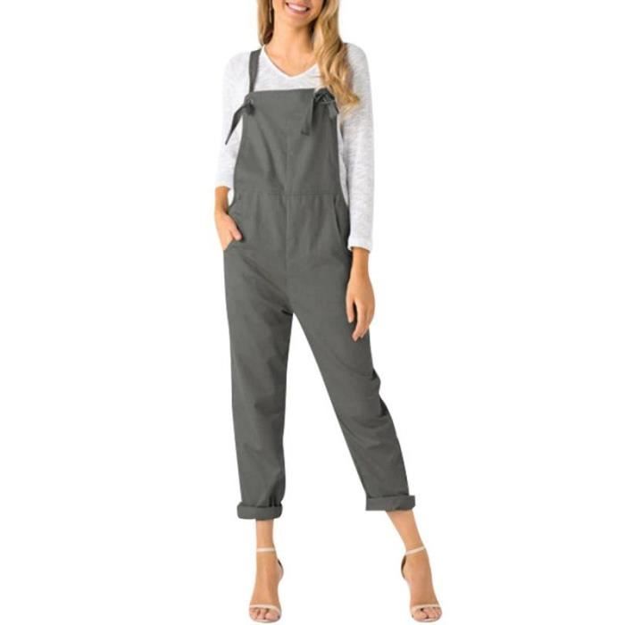 Salopette courte en jean pour femme - Combinaison en jean pour femme - Épaules dénudées - Avec poches - Salopette de travail - Pantalon d'été - Pantalon en denim - Combinaison droite - Short