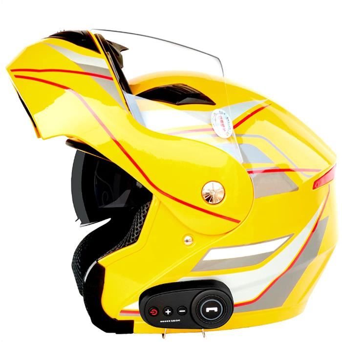 Casque Moto Modulaire Bluetooth Intégral Rabattable – Homologué ECE, Double Visière, Ventilation Optimisée, Léger & Confortable Homme/Femme