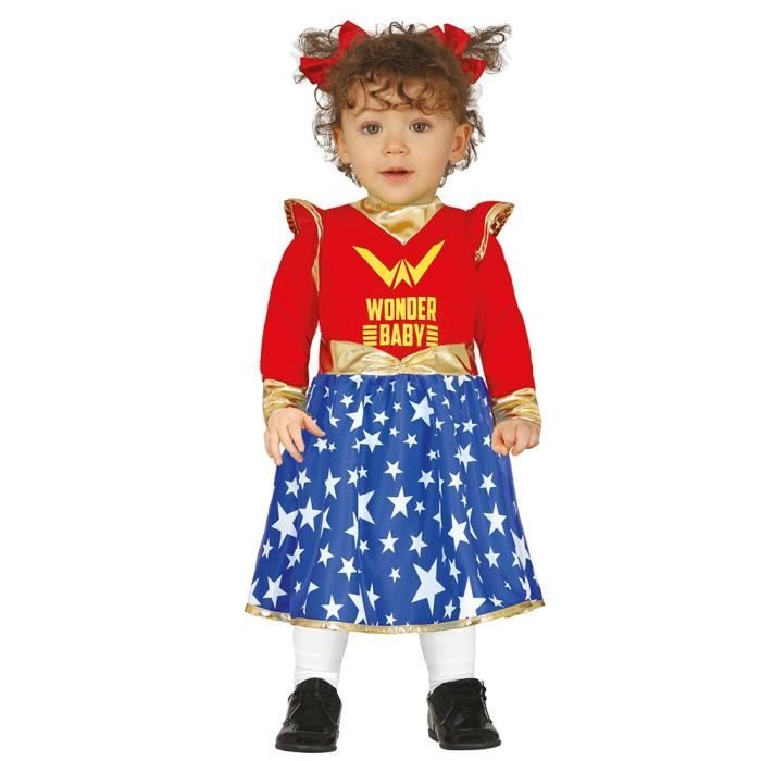 Déguisement Wonder Baby - Robe longue rouge et bleu étoilé - Pour bébé fille  de 18 à 24 mois - Cdiscount Jeux - Jouets