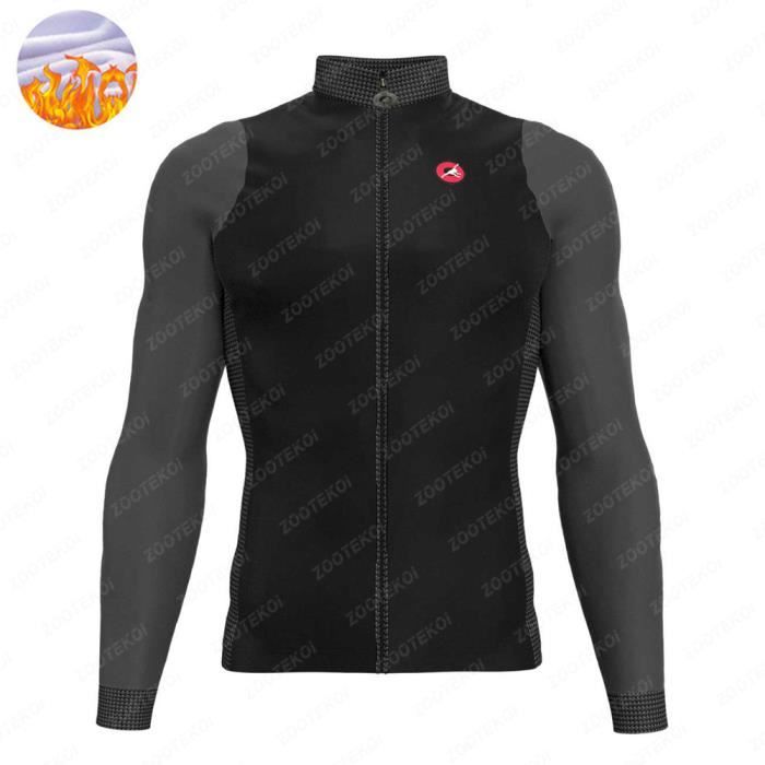 Maillot Cyclisme Femme Hiver Tenue Cycliste en Polaire Thermique,Vêtements Velo VTT Jersey Manche Longue et Pantalon à Bretelle avec 19D Coussin Gel,Ensemble Combinaisons de Cycling Respirant(A1,S