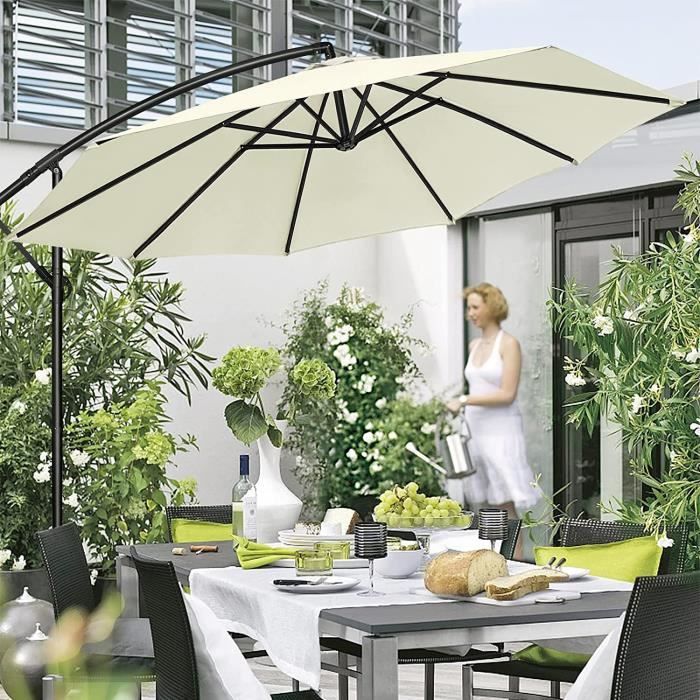 NAIZY Aluminium Parasol Déporté Parasol Inclinable Jardin Anti UV UPF 50+ pour les jardins et les balcons 3.5 M Beige
