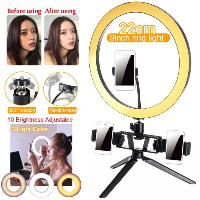 Criacr Lampe Selfie Anneau 40 LED Rechargeable USB - 3 Luminosités Pour Téléphone