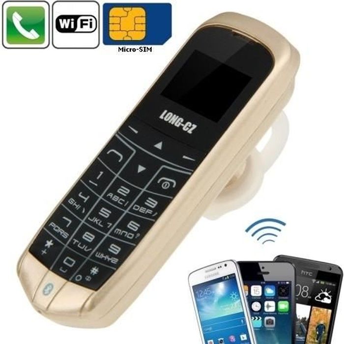 Mini téléphone débloqué Bluetooth 2G GSM en forme d'oreillette (GOLD)