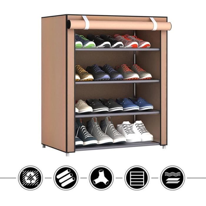 Meuble Rangement Chaussures Alpina 4 Niveaux - 50x18,5x57 Cm - Métal Et Plastique - 16 Paires