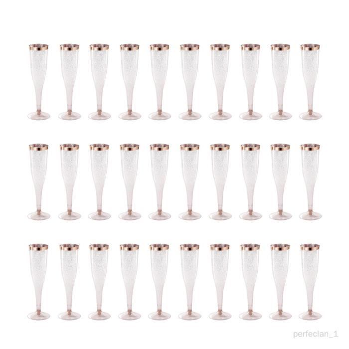 30 Flûtes à Champagne Plastique Argenté 150ml - Réutilisables, Lavables, Pour Fêtes, Mariages, Anniversaires