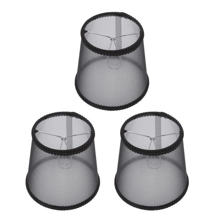 Lot De 3 Abat-Jour Blancs à Clipser - Pour Ampoules E14 Bougie - Tissu Et Fer - 12x11x8cm