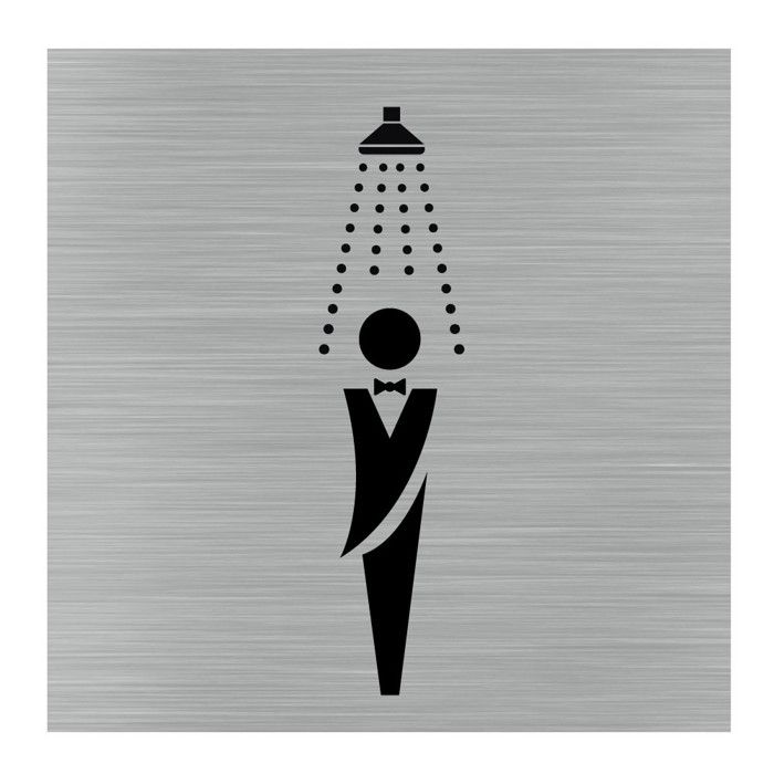 Pictogramme Douche Homme Q1014Plaque aluminium brossé Plaque Aluminium