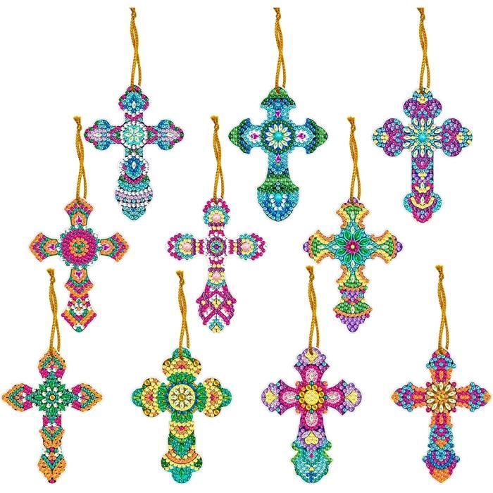 Bougimal 10 pièces Diamond Painting Porte-clés Kits Croix, bricolage ...