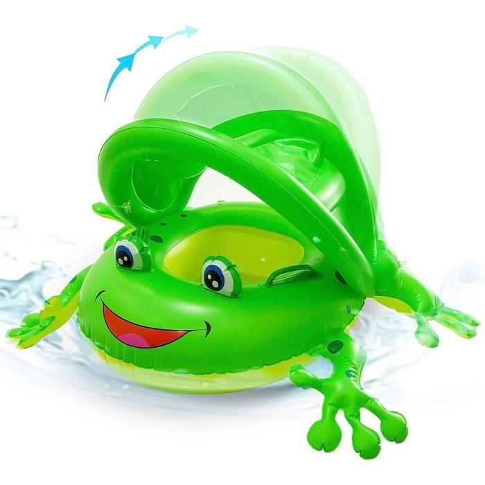 Bouée Siège Grenouille Pour Bébé – 6-30 Mois – Auvent Amovible – Matériau PVC Sûr – Vert – NEWYANG