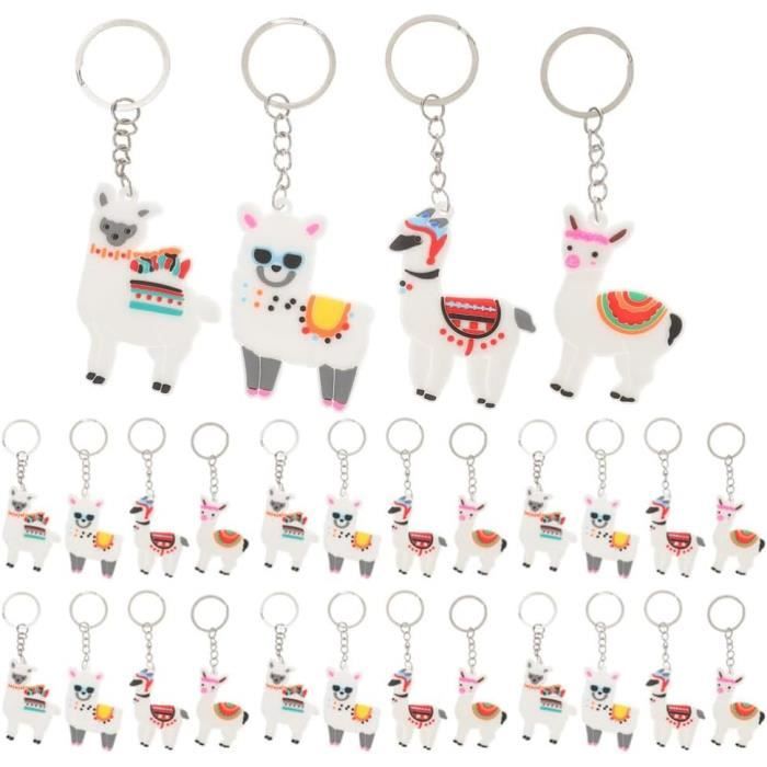 30Pcs Bande Dessinée Lama Porte-Clés Nouveauté Porte-Clés Anneau