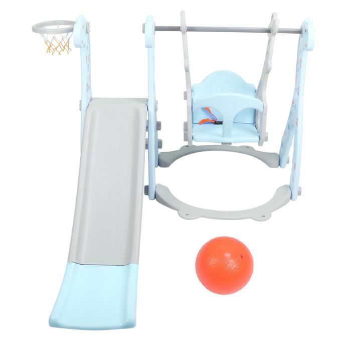 Toboggan bébé 3 en 1 intérieur avec grimpeur, panier de basket et ballon, 18-36 mois, rose | Leroy Merlin