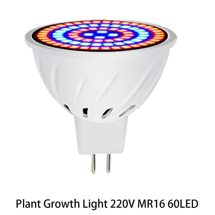 Culture ampoule, 60 LEDS MR16 Lampe de croissance des plantes, lumière du spectre complet de la lumière horticole, 220V ,blanche