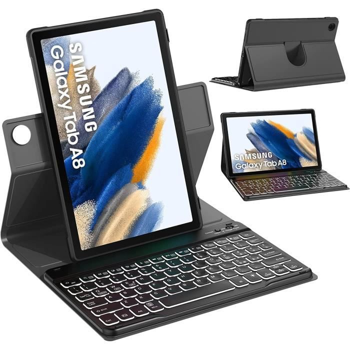 Clavier AZERTY Rétroéclairé Avec Coque Pour IPad 10.2" (2021/2020/2019) - 7 Couleurs, 3 Zones LED - Protection Incluse - 10