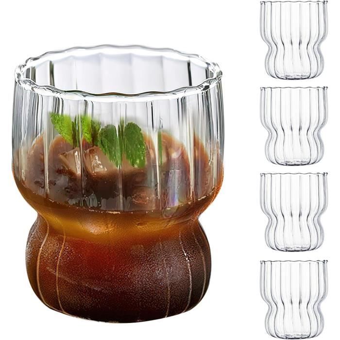Set De 4 Tasses à Café En Céramique Motif Marbré - 180 Ml Avec Soucoupes Bois, Cuillères Et Support - Pour Cappuccino, Latte