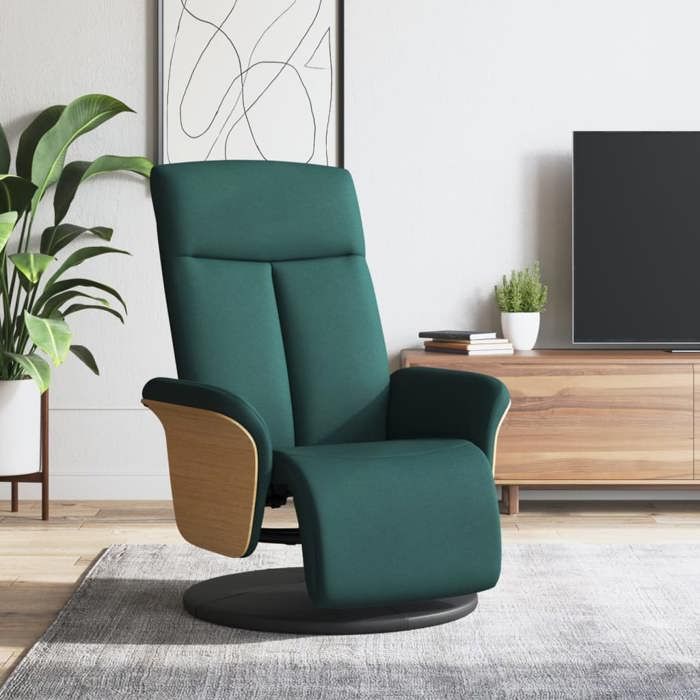 vidaXL Fauteuil inclinable avec repose-pieds vert foncé tissu 356525