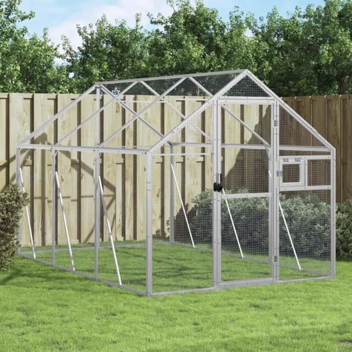 Volière vidaXL 1.79x3x1.85 m – Aluminium, Grilles Métalliques