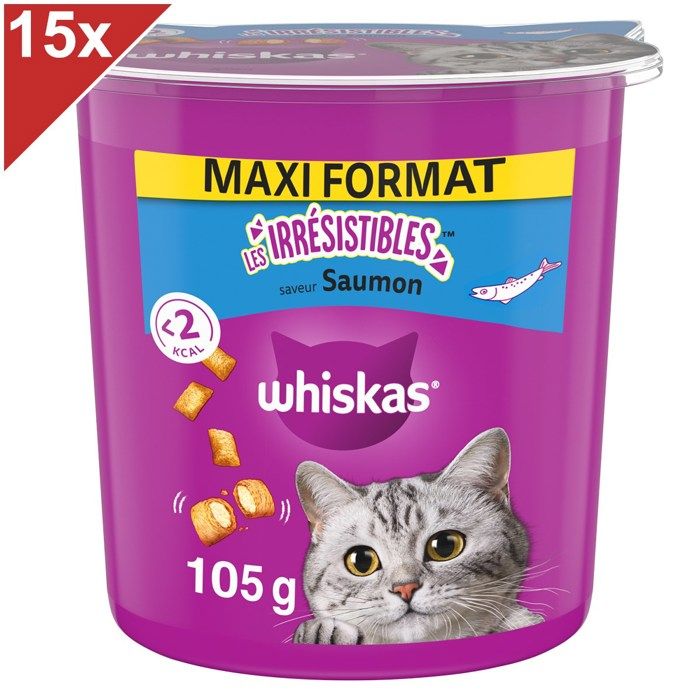 WHISKAS Les Irrésistibles Friandises au saumon pour chat 15x105g