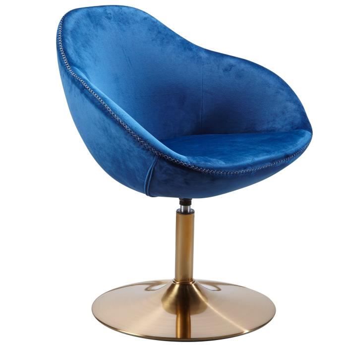 chaise longue sarin - wohnling - chaise pivotante bleue - chaise club en velours lounge
