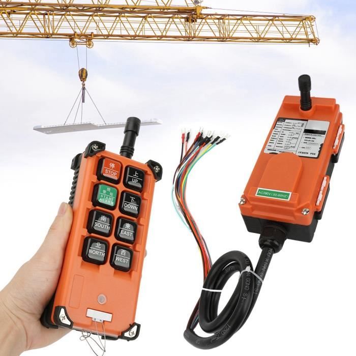 Télécommande Sans Fil Grue Industrielle 24V - 4 Boutons, Portée 100m, étanche IP65