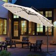 Beige 350/300 cm Parasol de jardin exterieur avec éclairage Solaire LED, Parasol Déporté en Aluminium avec Protection UV, pour-1