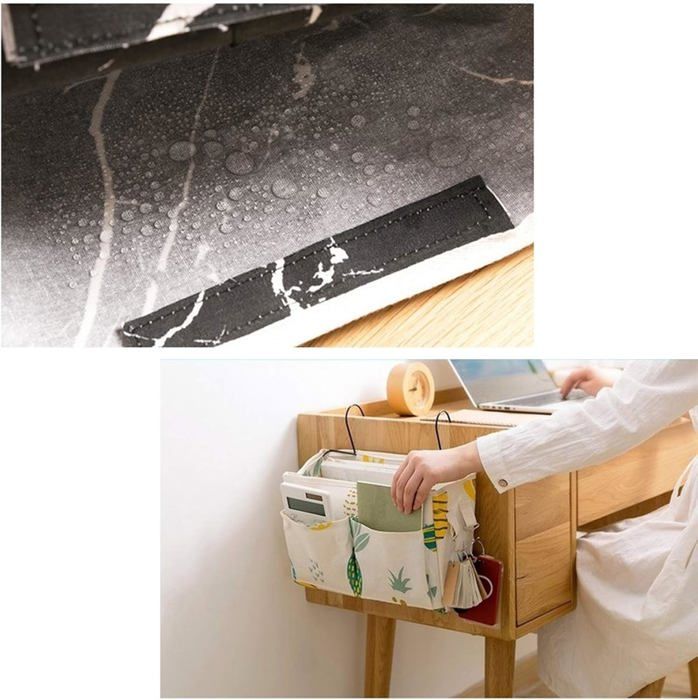 Panier De Rangement Suspendu Chevet – Organisateur De Lit Multifonction Avec Crochets, Blanc, Idéal Chambre & Bureau