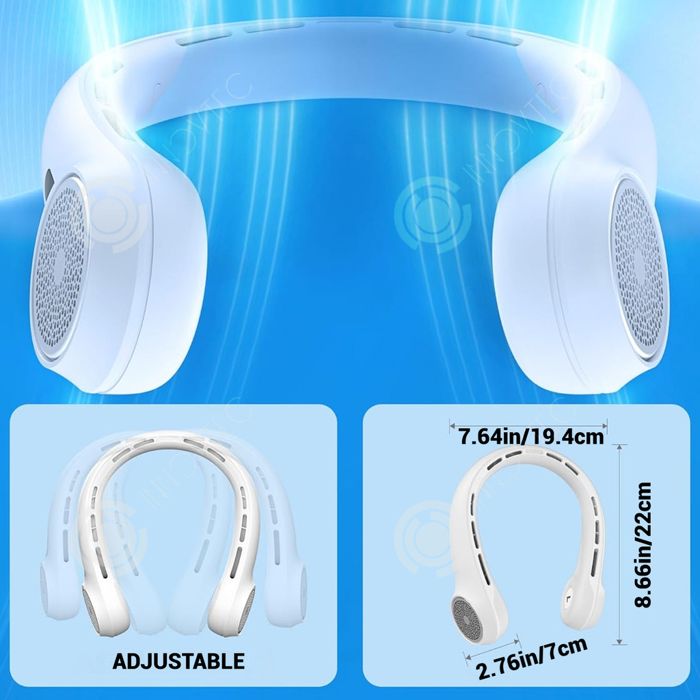 Ventilateur Turbo Portable Rechargeable 3600mAh - 5 Vitesses, Rotation 180° LED Gris Foncé