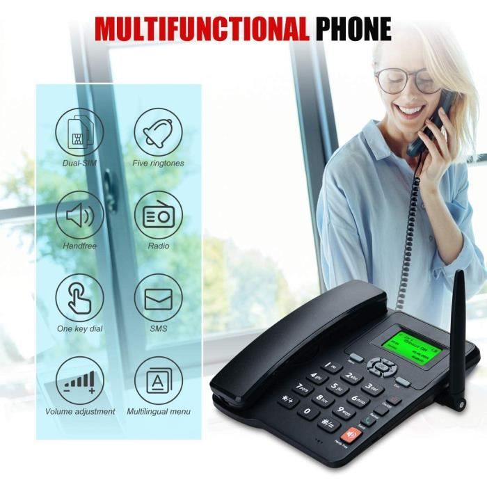 Double carte SIM GSM téléphone fixe sans fil pour la maison ou le
