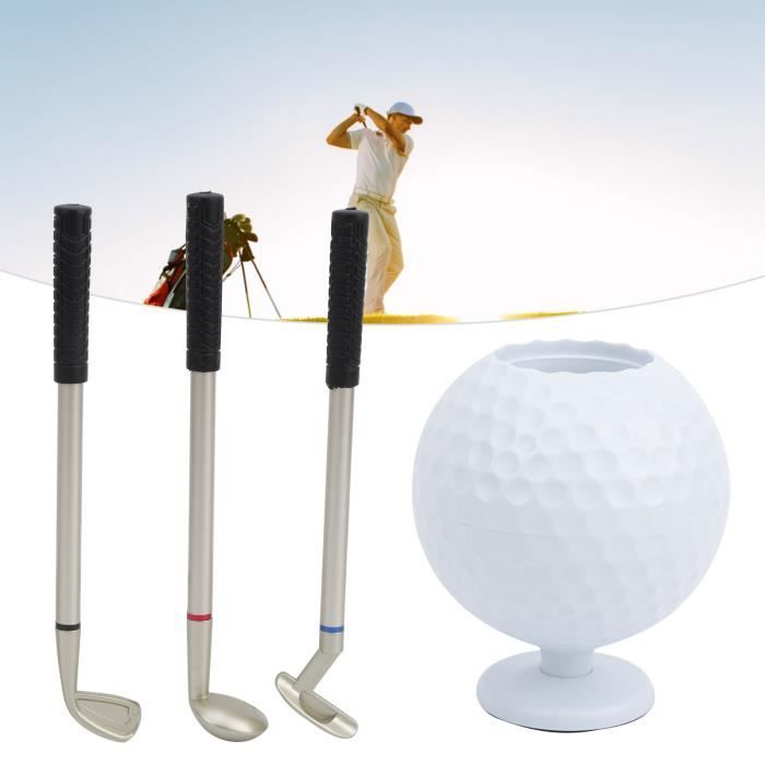 Ensemble de stylos de golf de bureau 3 stylos à bille et mini sac sac de  golf en alliage de zinc avec Basebrown White