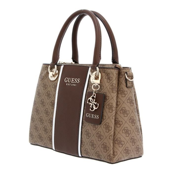 GUESS Cathleen 3 Compartment Satchel Brown 99939 Cdiscount Bagagerie Maroquinerie