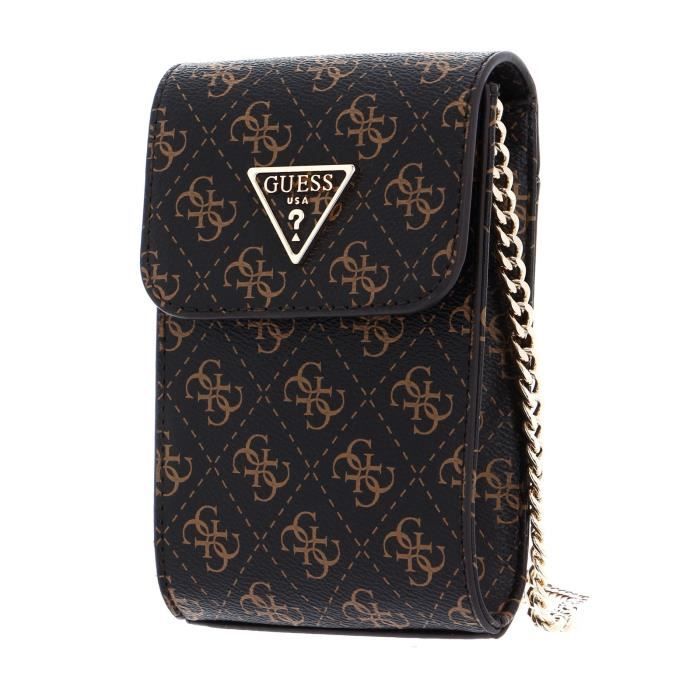 GUESS Noelle Flap Chit Chat Phone Bag Brown [228697] - sac téléphone ...